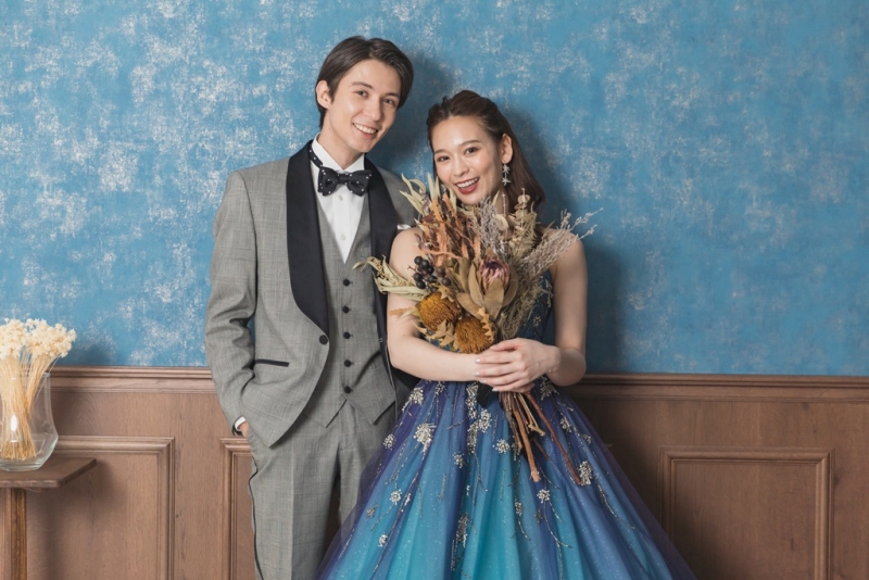 2人笑顔ではいチーズ！