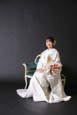 白地　立体刺繍　枝垂桜　H