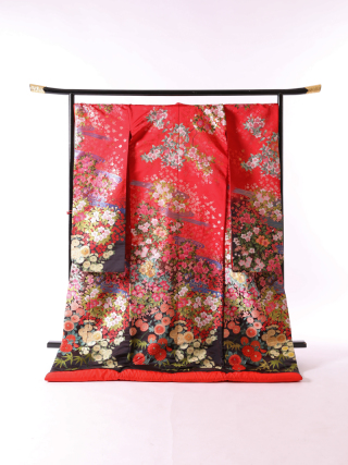 赤黒グラデーション　花