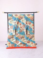 ブルー地洋風花