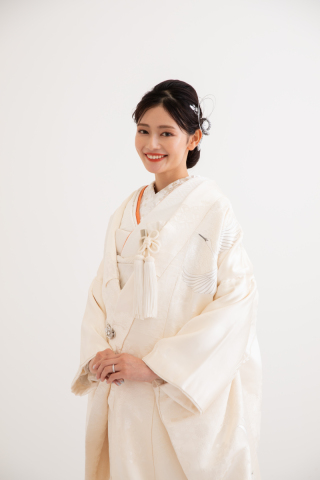 生成り　鶴ラメ刺繍