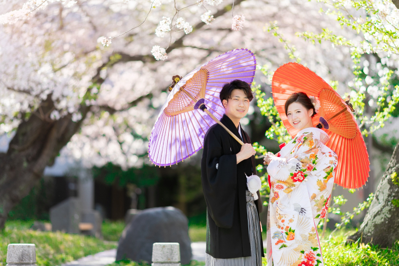 桜の下で