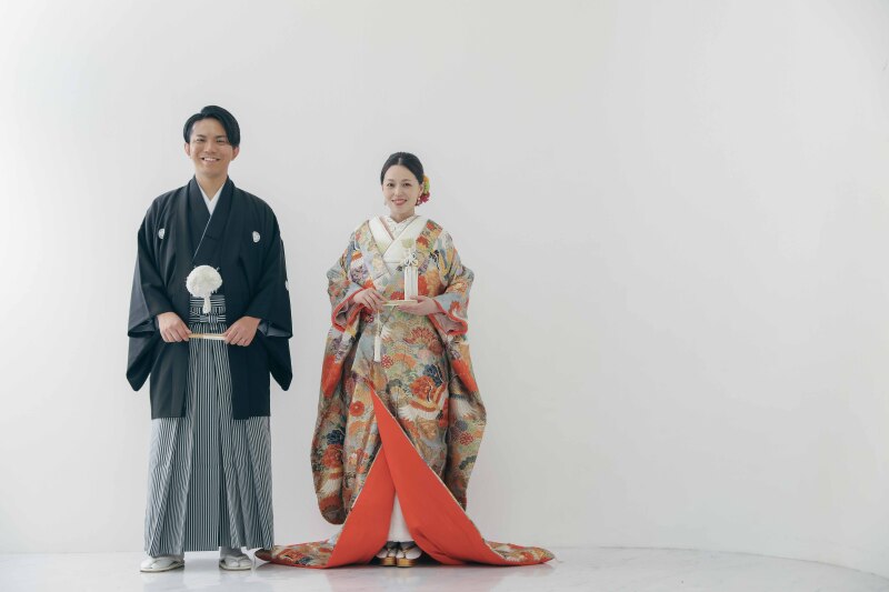 色打ち掛けでスタジオ