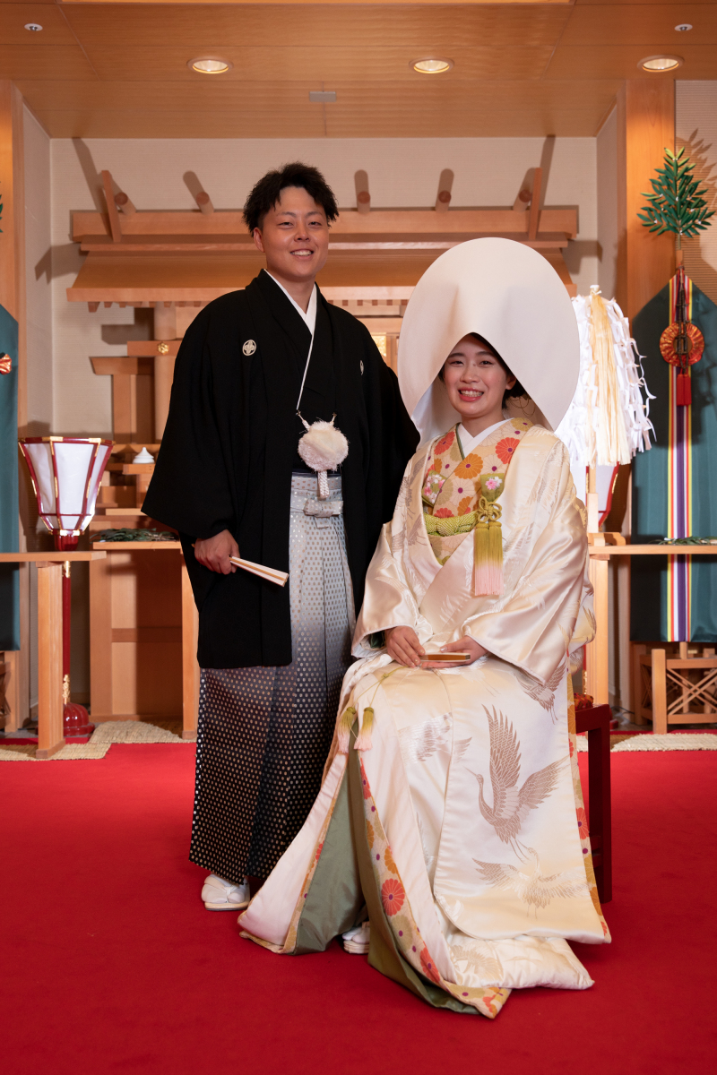 白打掛に綿帽子