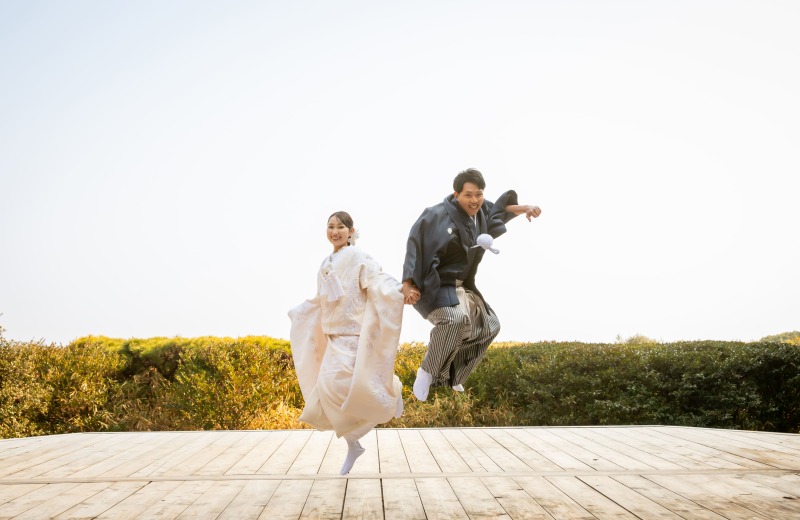 日拝所でジャンプ!!