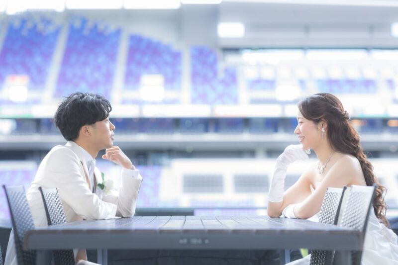 テラスで見つめあい♡