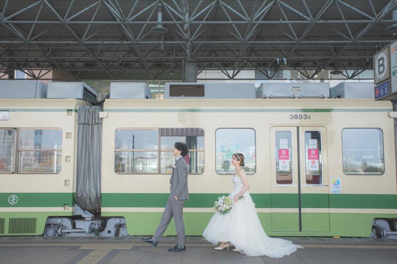 路面電車と一緒に並んだ一枚！