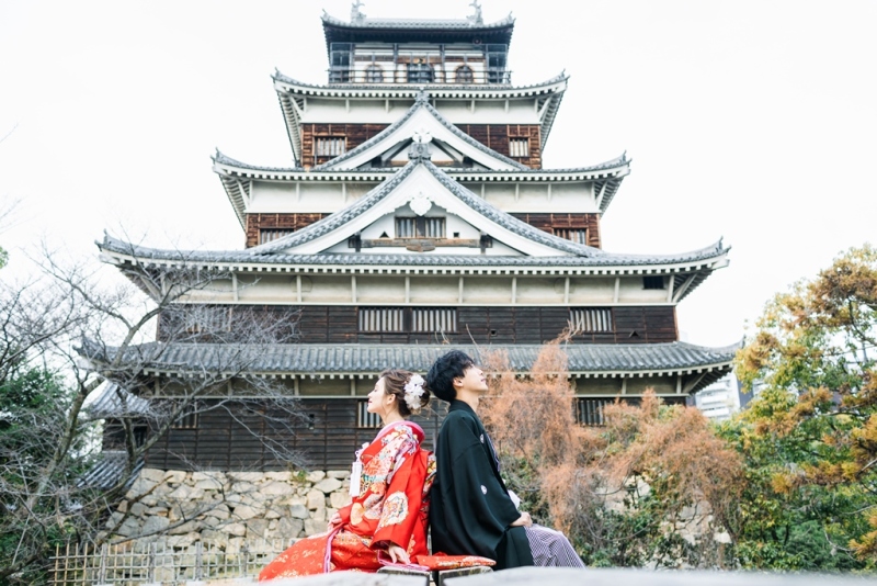 和装フォトで人気の広島城
