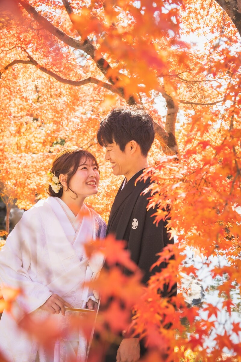 紅葉の中で