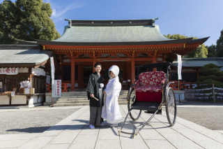 藤崎宮と人力車