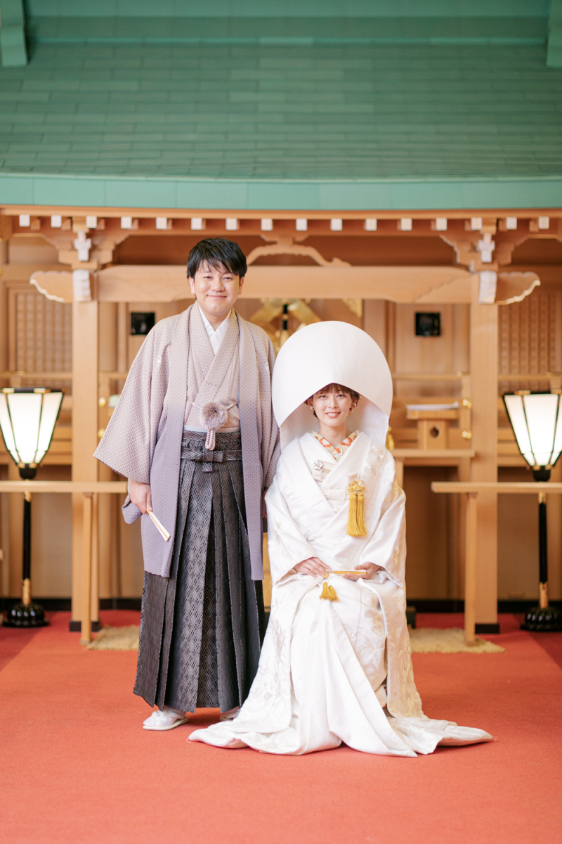お式風の写真を神殿で