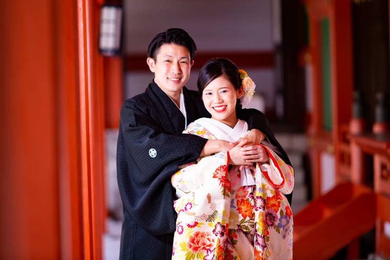 藤崎宮回廊で一枚