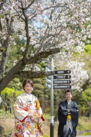 ワタベウェディング熊本フォトスタジオ_桜ロケ（熊本城・白川公園）