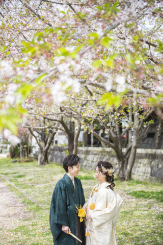 ワタベウェディング熊本フォトスタジオ_桜ロケ（熊本城・白川公園）