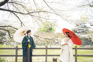 ワタベウェディング熊本フォトスタジオ_桜ロケ（熊本城・白川公園）