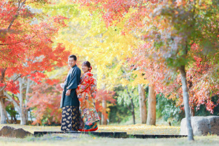 紅葉、近水園ロケーション撮影