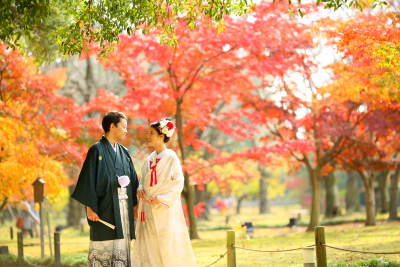白無垢での紅葉