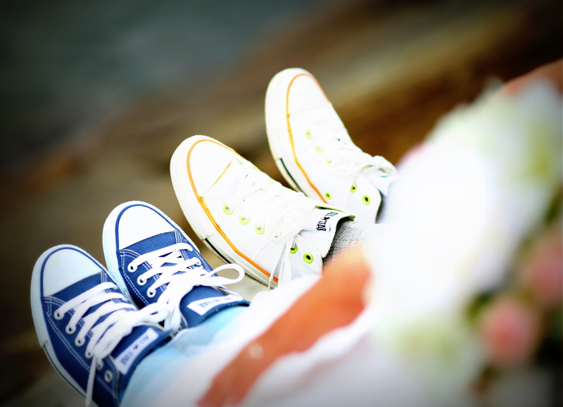 お揃いのスニーカー