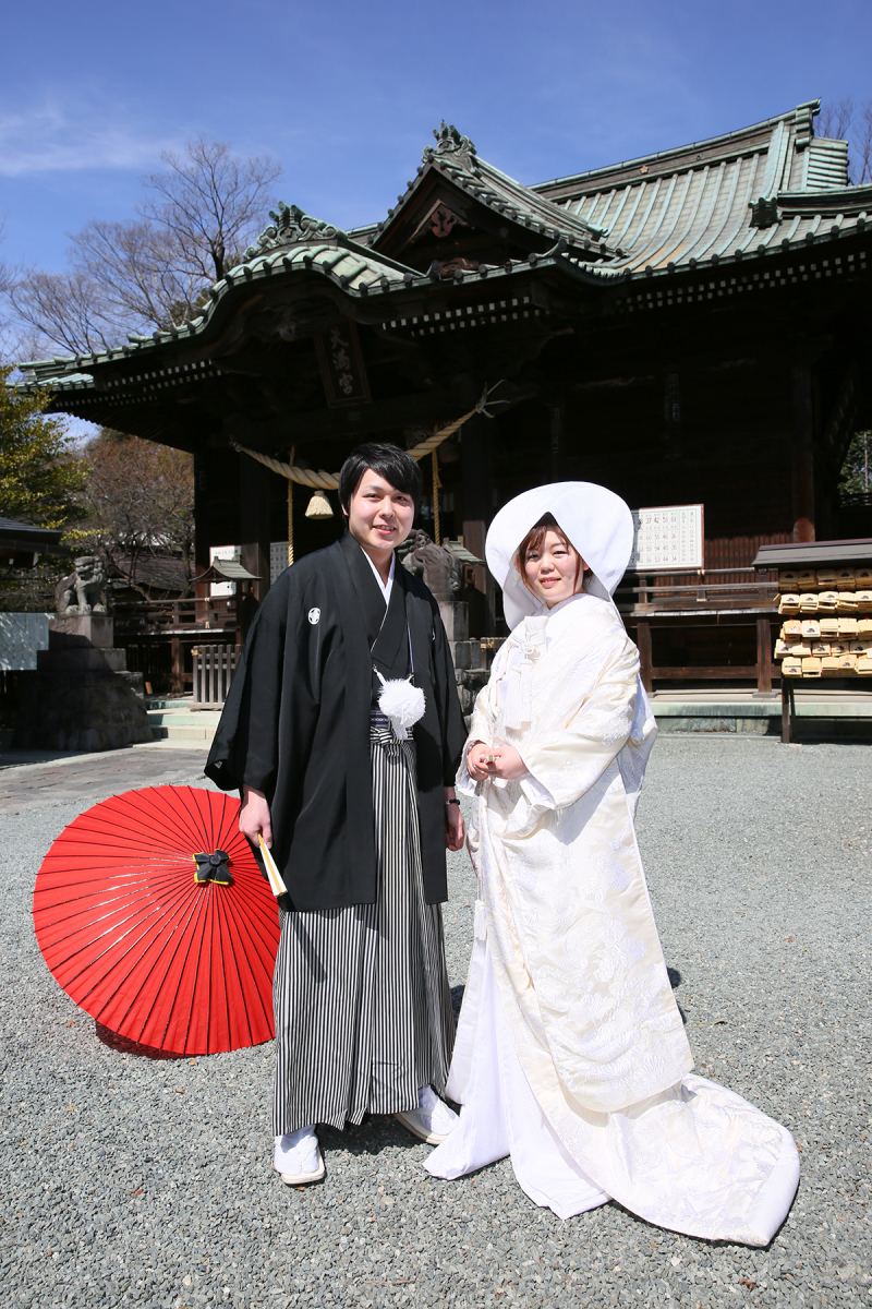 洋髪スタイルに綿帽子を合わせて