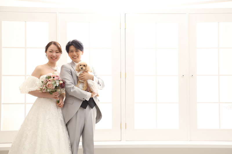 撮影ラストは愛犬と。