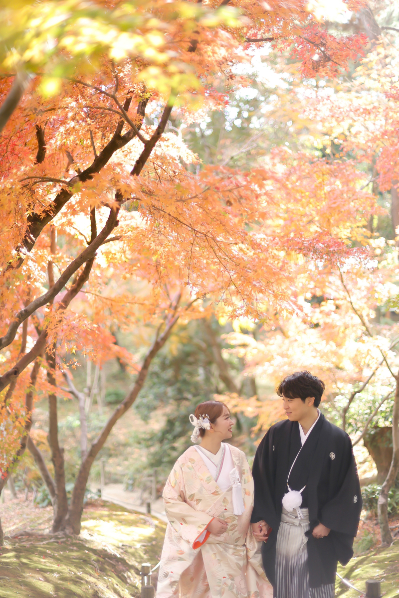 紅葉の中を散歩