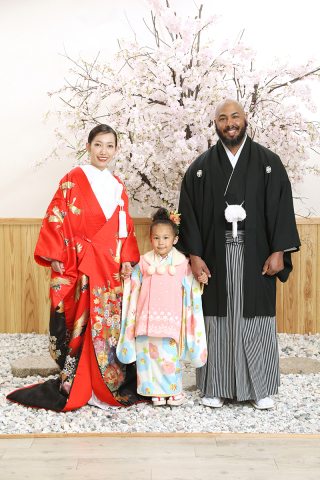 親子3人で記念撮影