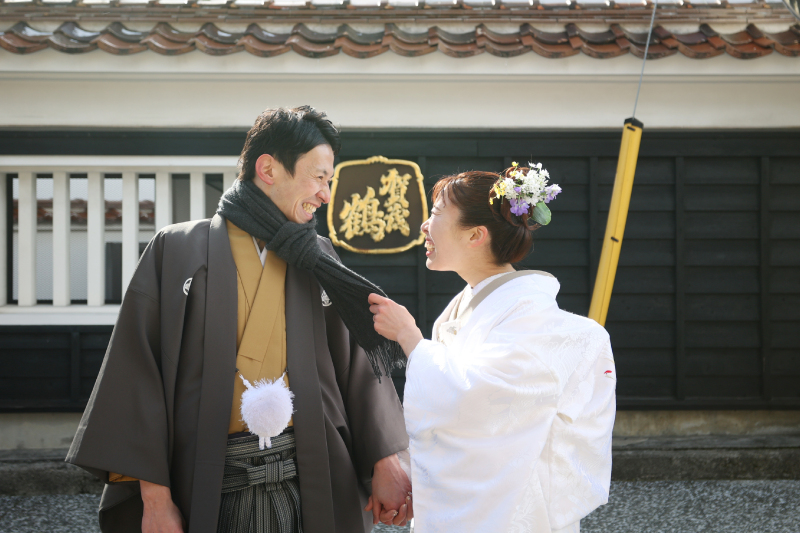 着物にマフラー