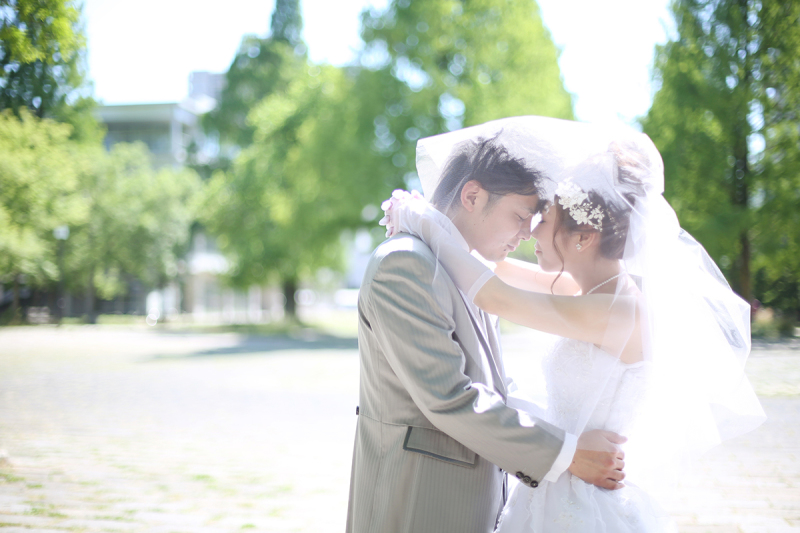 ベールを被って♡