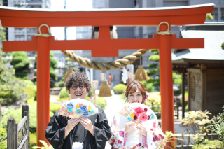 神社で和装前撮り