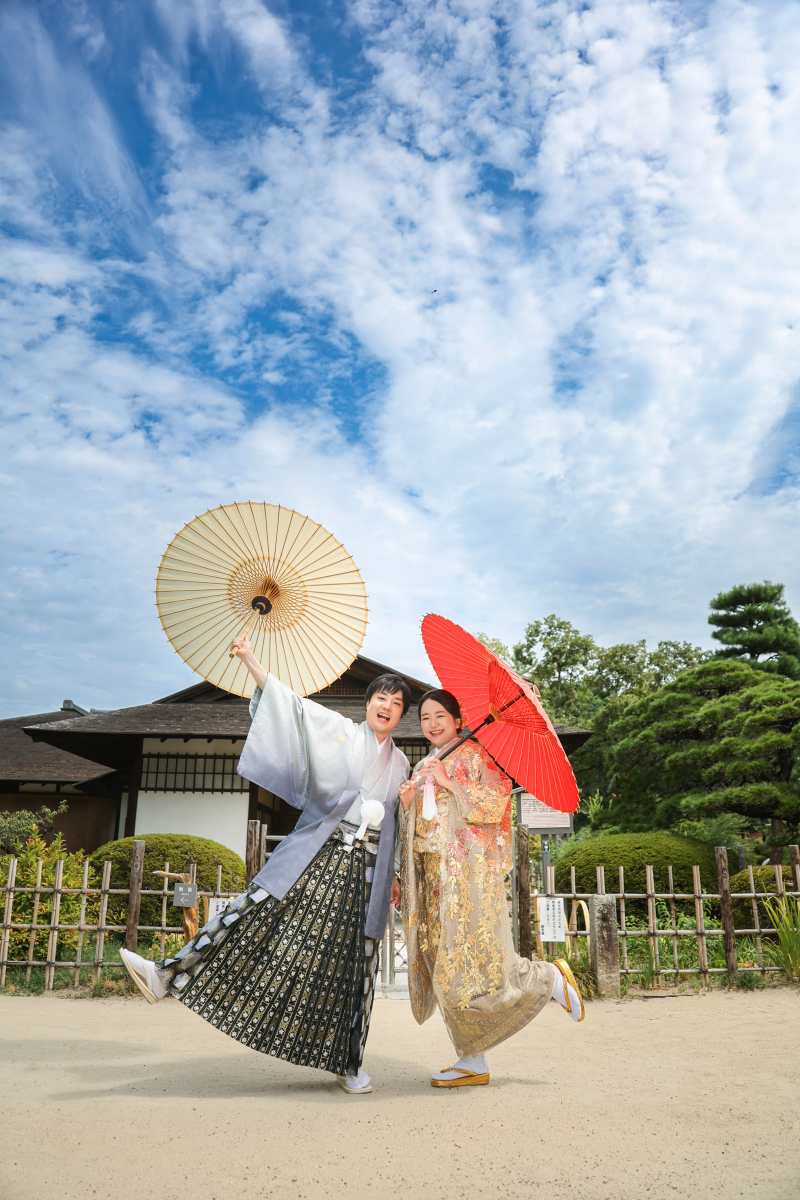 青空の下で楽しくわいわい撮影