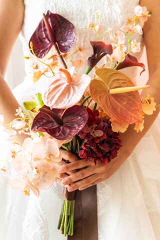 アンスリウムのクラッチブーケ