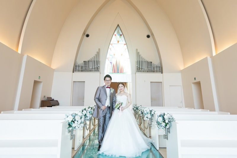 バージンロードの真ん中で撮影しました~