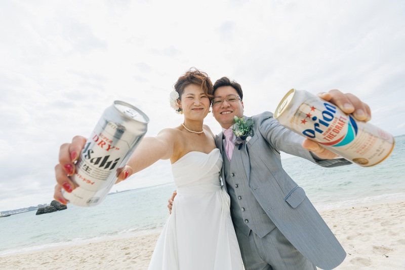 好物のビールをもって☆