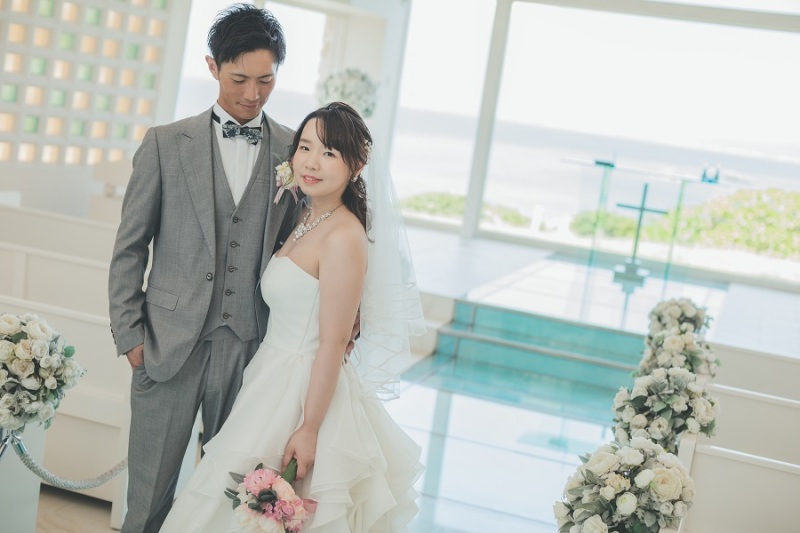 バージンロードで撮影中♡