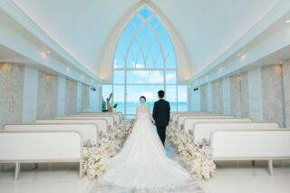 白亜のチャペル［アクアグレイスチャペル］とビーチ撮影