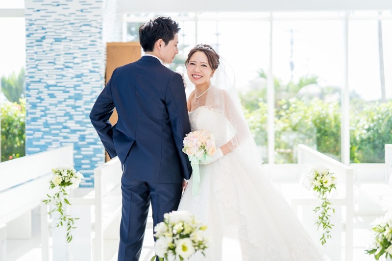 ご新婦様のウエディングドレスはAライン♪