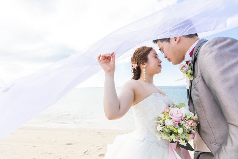 ロングベールを使って撮影中♪