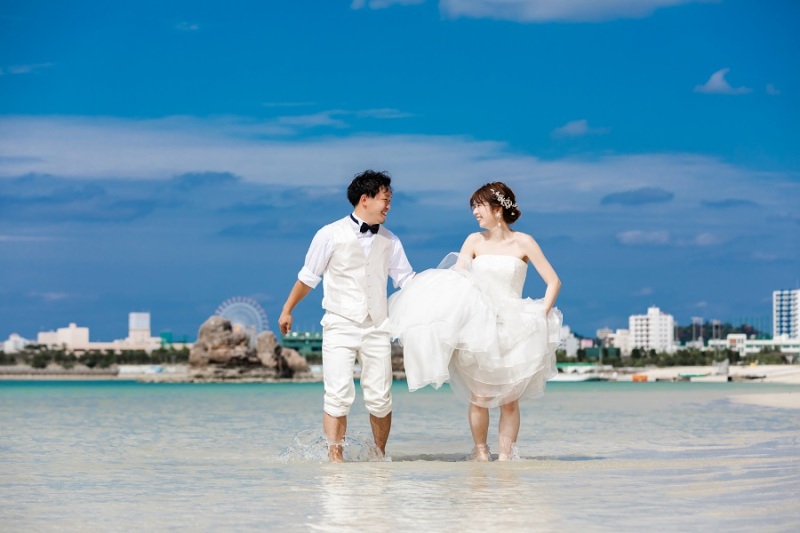 ビーチに足だけ入りました~