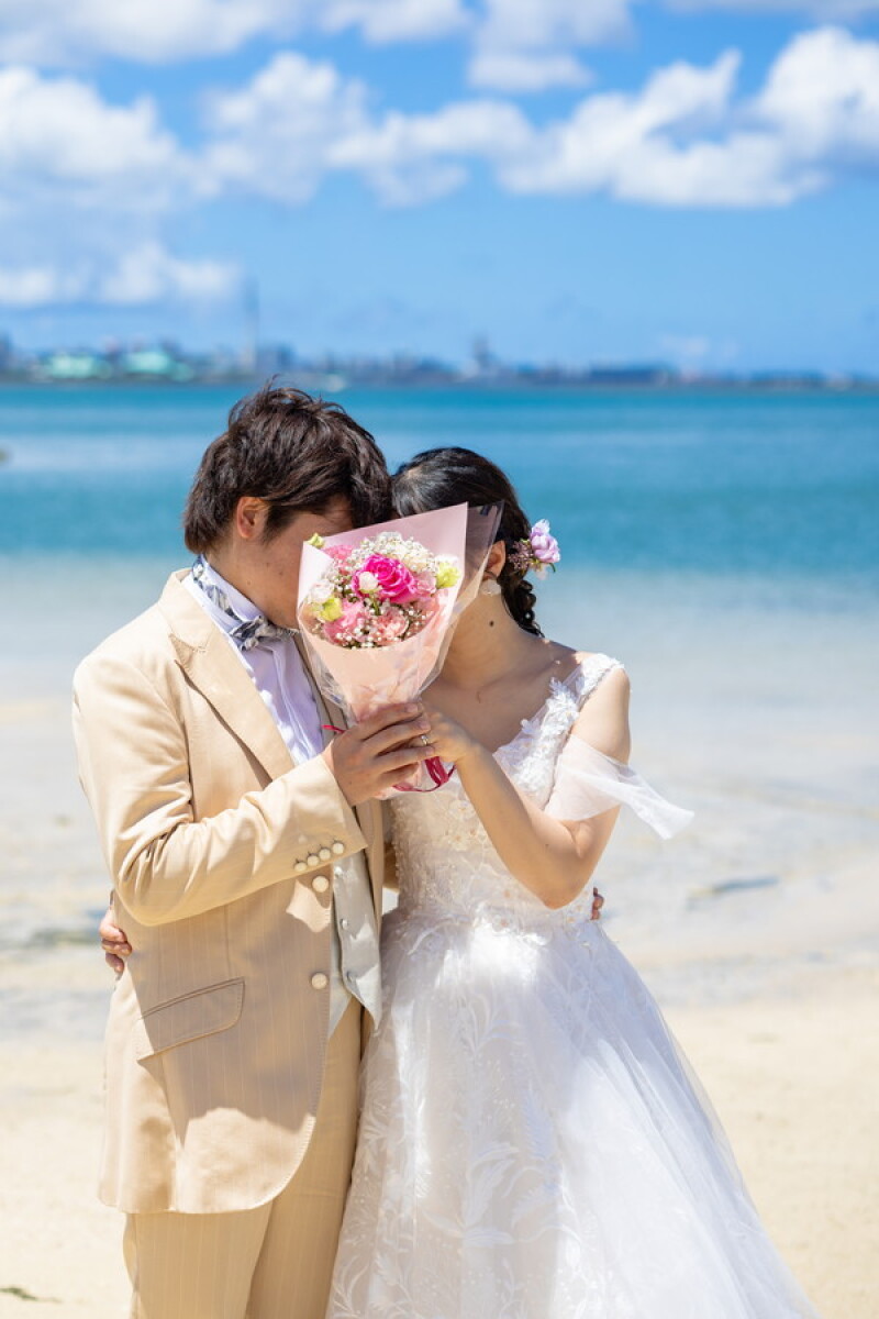 ピンクのブーケが可愛い♡