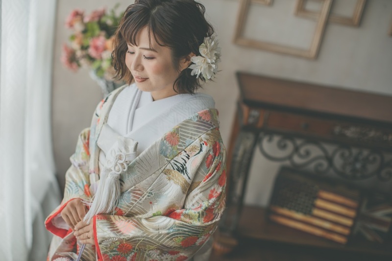 ご新婦様の一人ソロショットを撮影中♪