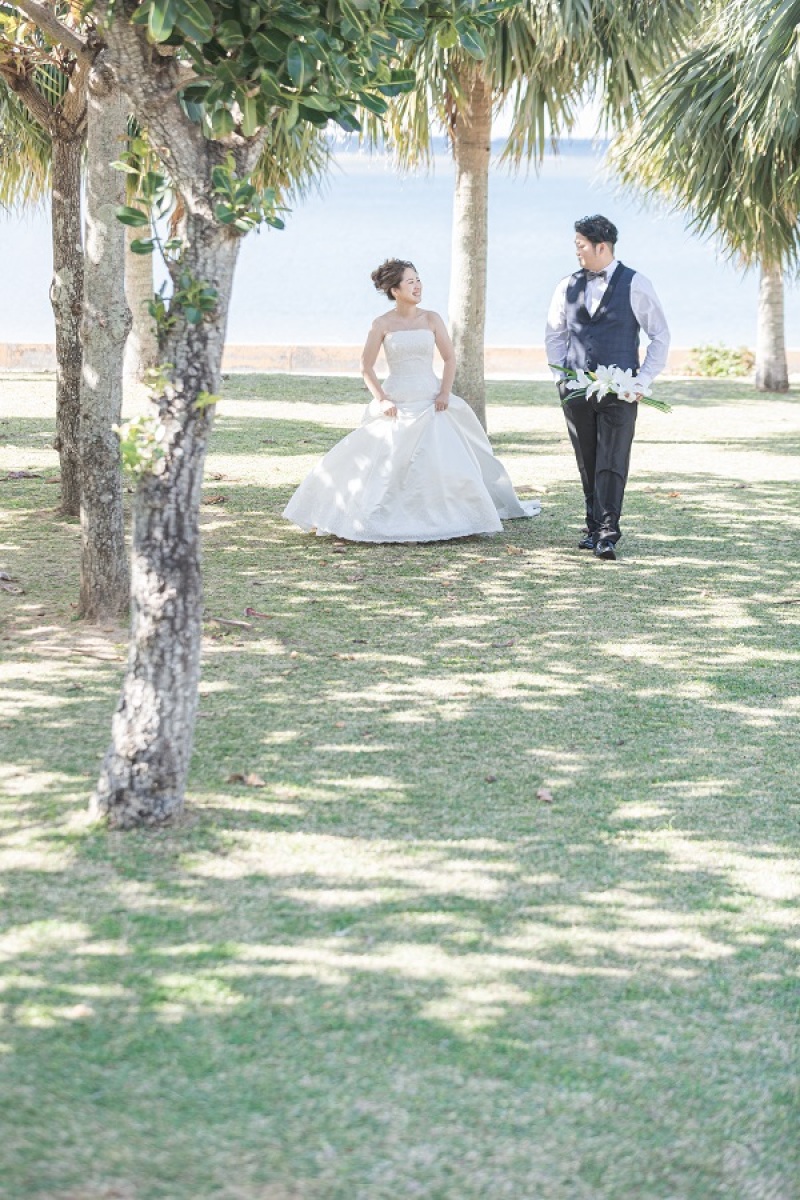 ビーチの目の前のグリーンスペースで♪