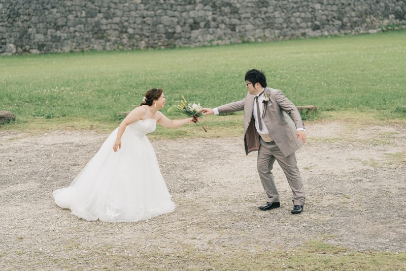 ブーケを使ってお2人で♡仲良しショットを♬