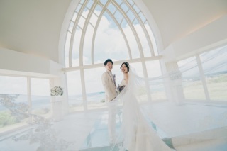 *ロングベールを活用したポージング！リゾートチャペルにてフォトウエディング♡*