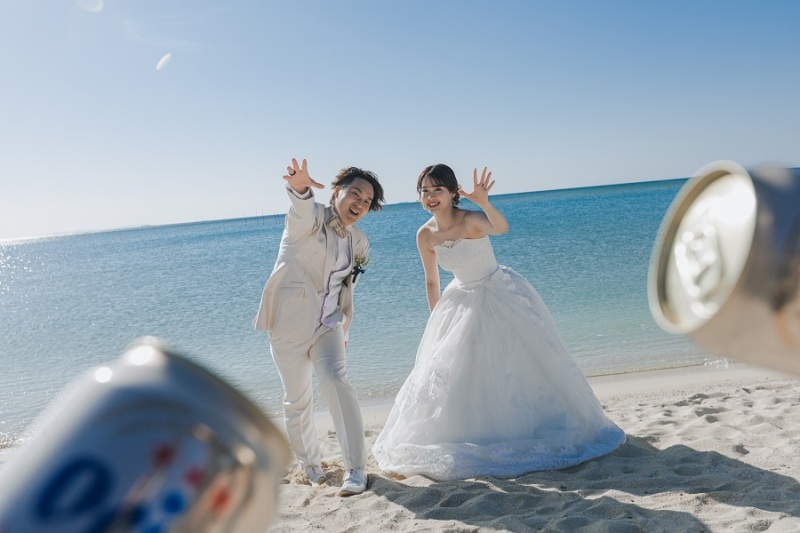 ビールを使って沖縄らしさを☆