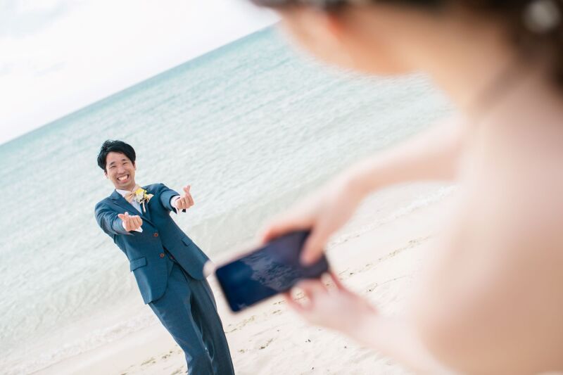 ご新婦様に向かってイエーイ!!