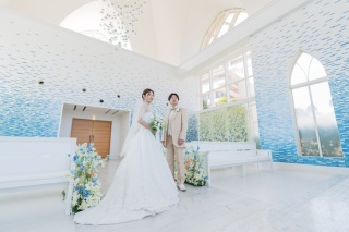 *シギラミラージュチャペルと青いビーチとのフォトウエディング*