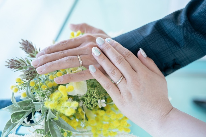 大切な結婚指輪とブーケを一緒に♪
