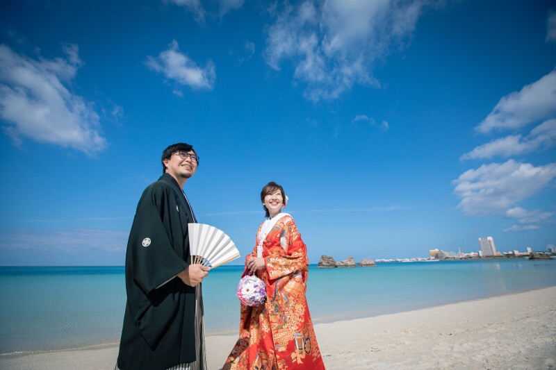 ビーチ&スタジオフォト<和洋装>100カット◇ドレスと和装♪ビーチフォトとスタジオフォト♪王道フォトが一日で!