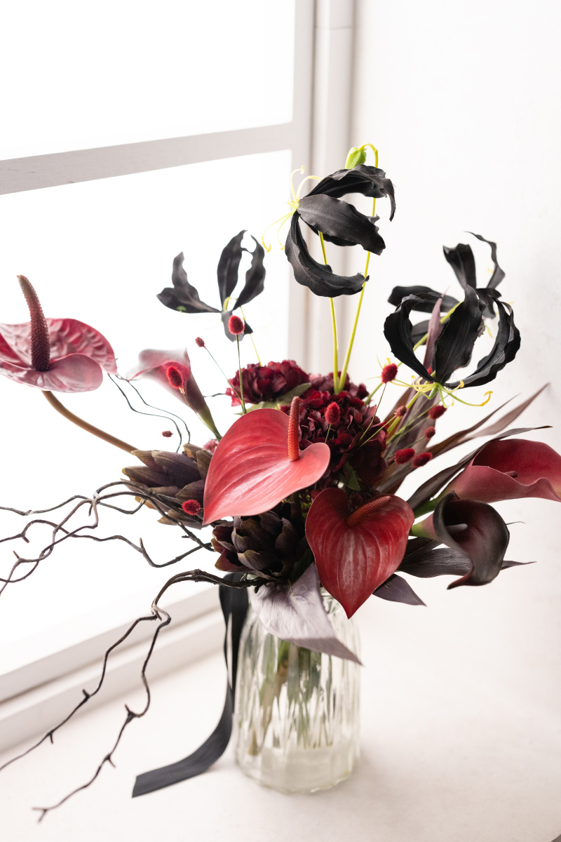 クラッチブーケ　レッド系