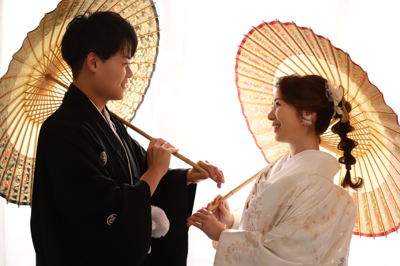 和傘をつかって。